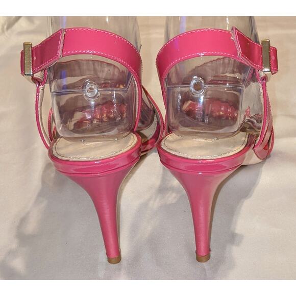 Antonio Melani Raspberry Pink Patent Leather Strappy Heels Sandals Size 8.5 - Picture 4 of 10